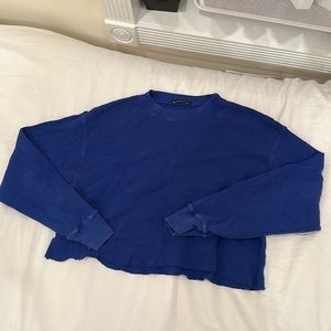 Brandy Melville crop waffle knit long sleeve top